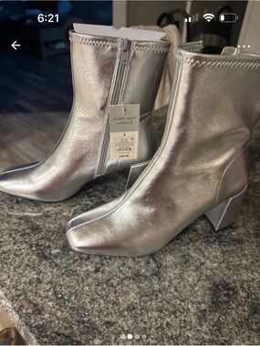 Target Silver Metallic Women's Ankle Boots with Block Heel